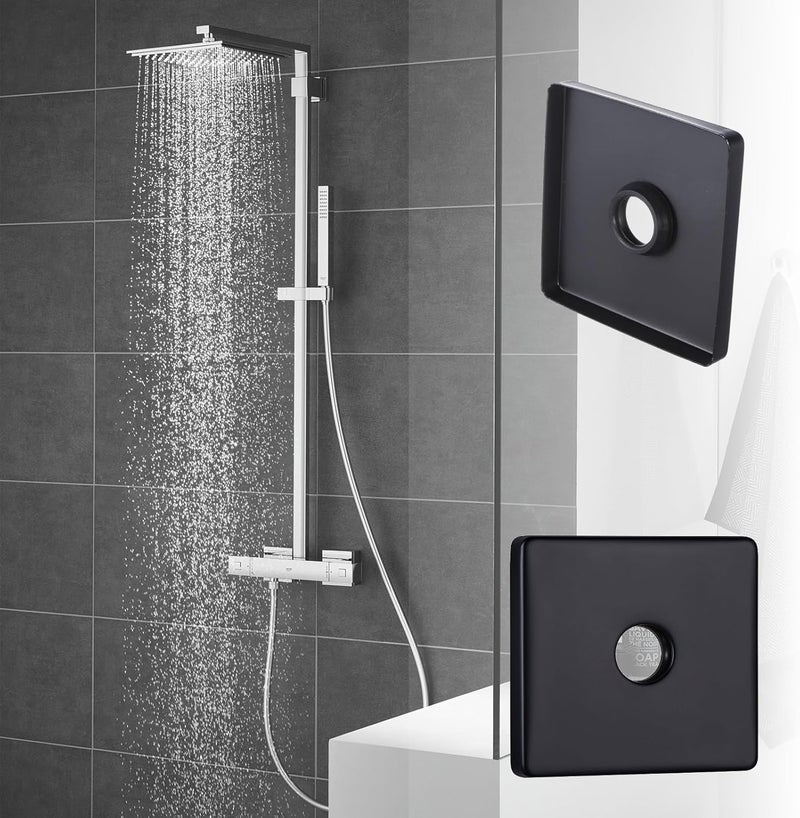 Qulkws 3.5 Inch Large Shower Arm Flange Square Plumbing Cover Plates Square Shower Flange Cover Escutcheon Covers Plate Escutcheon Covers Plate for Showers Head Arms (Matte Black) - Image 2